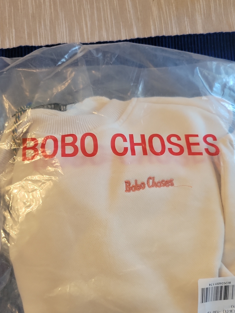 Bobo Choses Cream Sweatshirt with Orange Logo Text